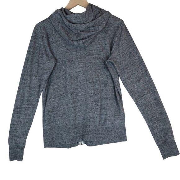 Nike Womens Gray Zip Hoodie Size L Full Zip Fleece Sweatshirt White Swoosh Logo - Picture 2 of 7